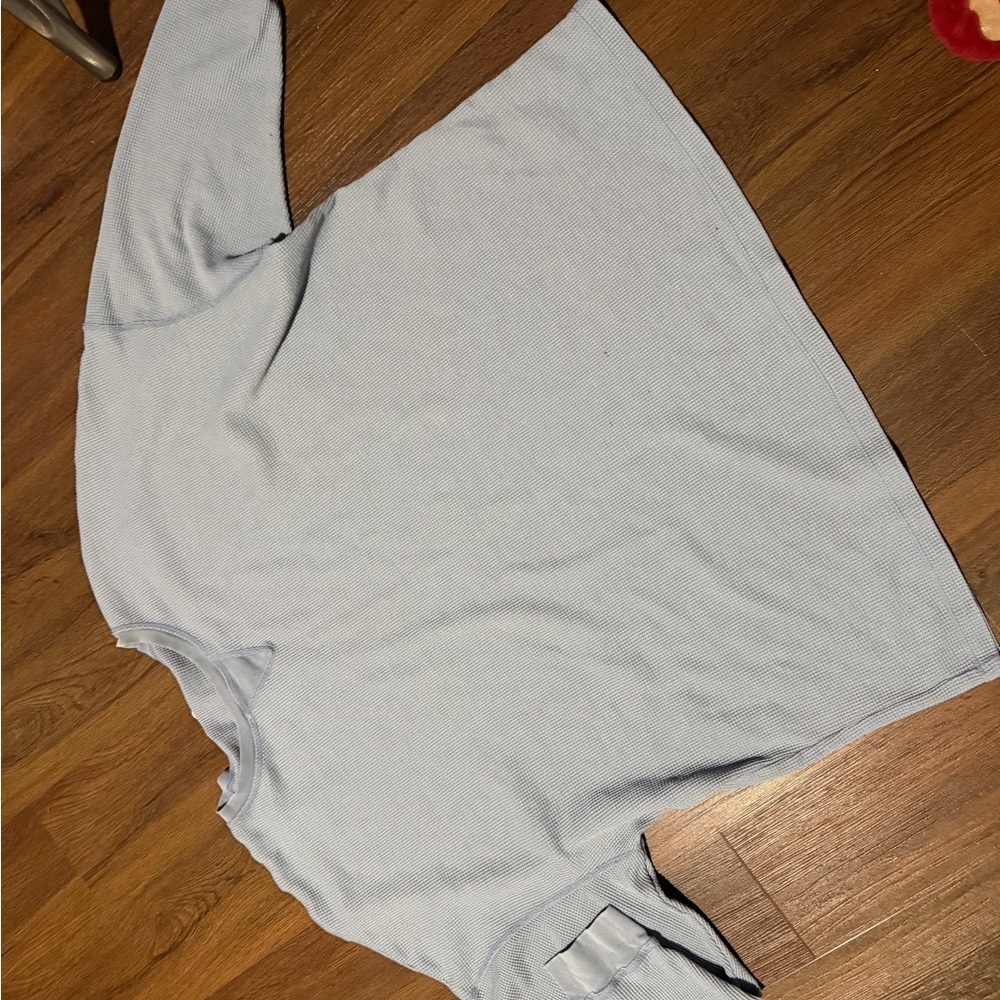 Free People Early Night Thermal Pullover light blue top $128 spring L casual - Picture 5 of 7